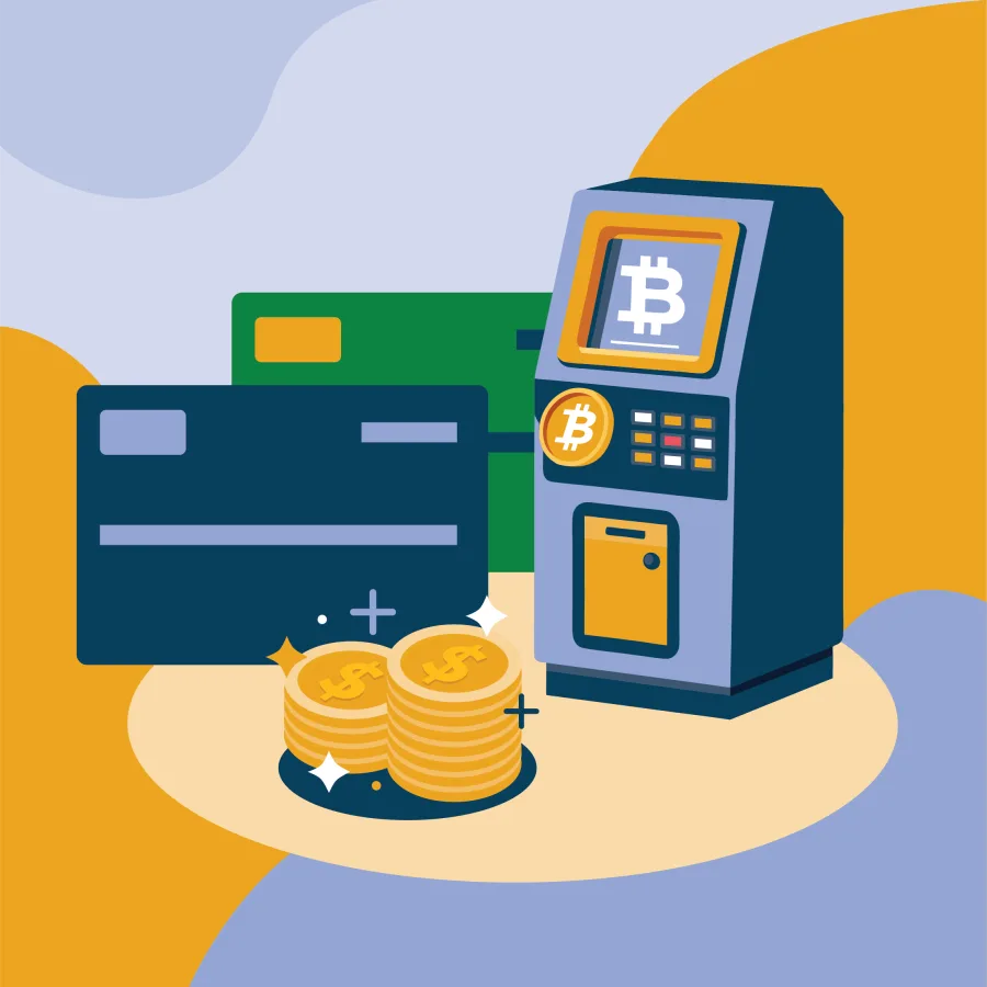 Illustration of an in-person cash to crypto purchase